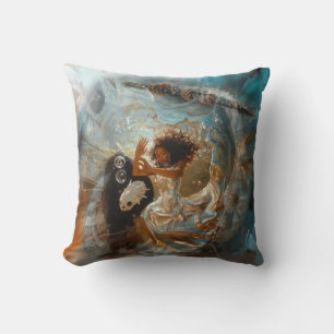 Silver Dress Priestess Occult Dark Witchy AI Art Cushion