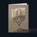 Silver Driedel Chanukah Photo Card<br><div class="desc">Send Chanukah greetings with a elegant silver menorah with lit candles.</div>