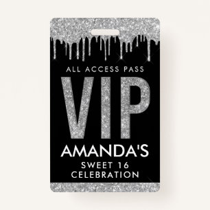 Silver Drip Customisable VIP All Access Badge ID Badge