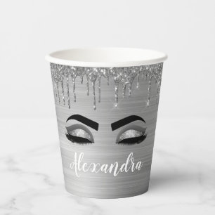 Silver Dripping Glitter Glam Eyes Paper Cups