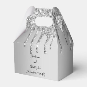 Silver Dripping glitter Glitter Drips Wedding  Favour Box