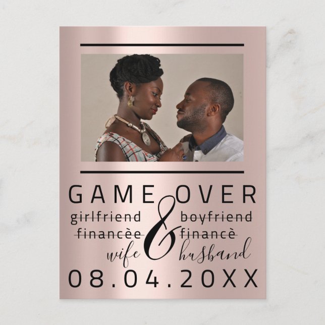 Silver DripsFunny Save The Date Couple Photo Postcard (Front)
