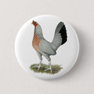 Silver Duckwing Game Hen 6 Cm Round Badge