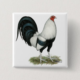 Silver Duckwing Gamecock 15 Cm Square Badge