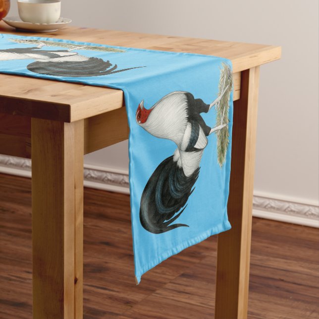 Silver Duckwing Gamecock Short Table Runner (In Situ)