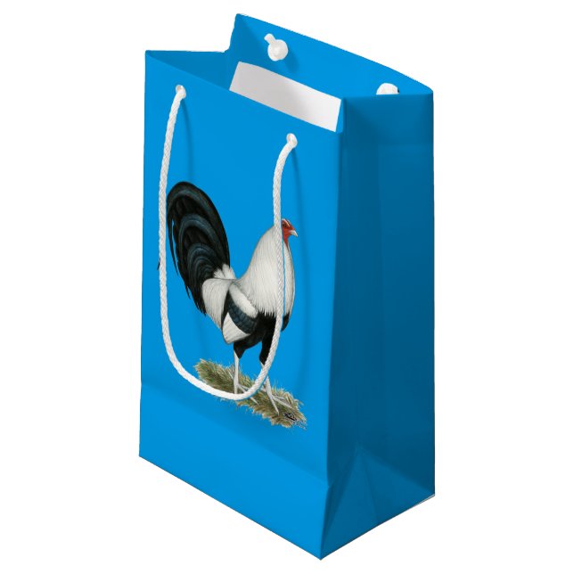 Silver Duckwing Gamecock Small Gift Bag (Front Angled)