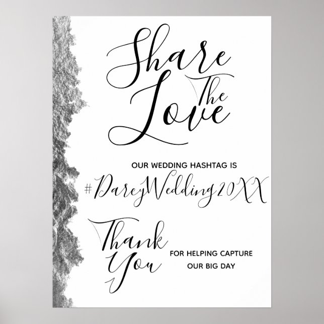Silver Edge Wedding Hashtag Sign (Front)