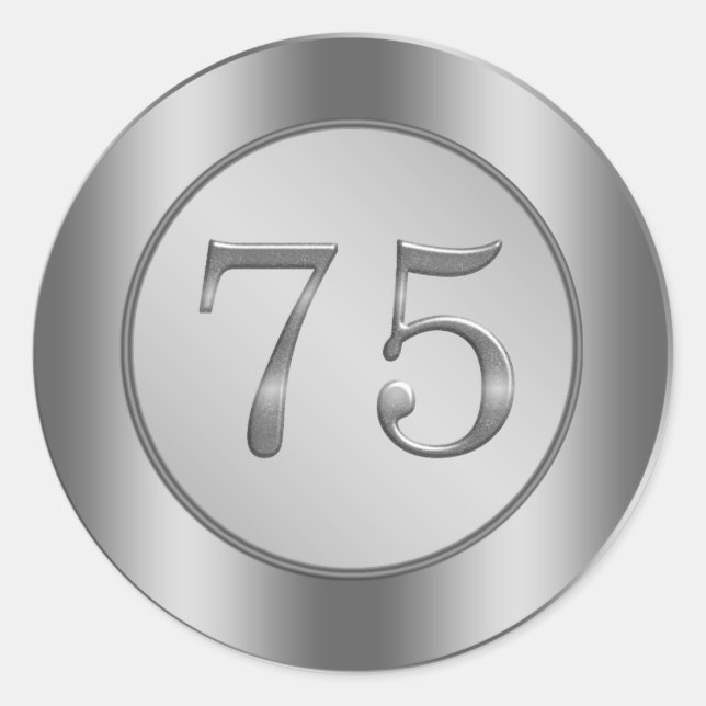 Silver effect 75th Wedding Anniversary Sticker (Front)