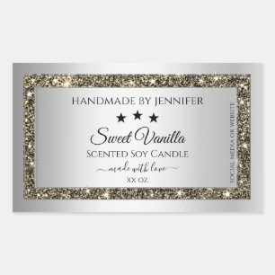 Silver Effect Gold Glitter Product Packaging Label