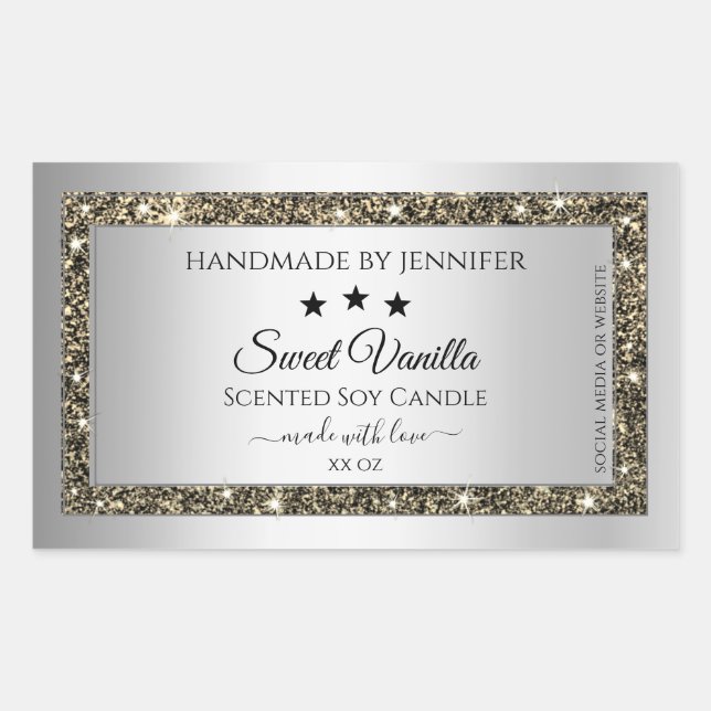 Silver Effect Gold Glitter Product Packaging Label (Front)