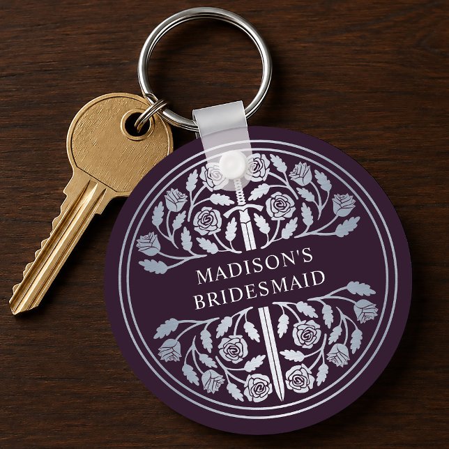 Silver Eggplant Bridesmaid Royal Wedding Gift Key Ring (Creator Uploaded)