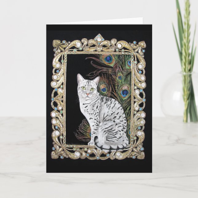 Silver Egyptian Mau Card (Front)