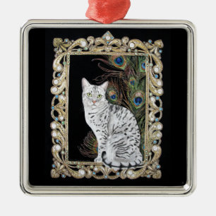 Silver Egyptian Mau Metal Tree Decoration