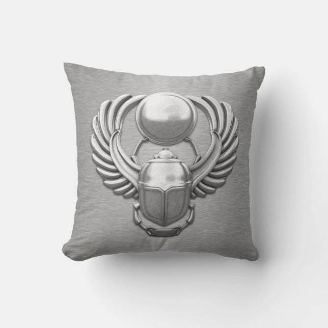Silver Egyptian Scarab Cushion (Front)