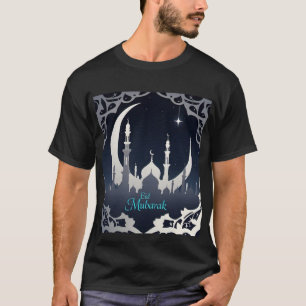 Silver Eid Mubarak Mosque Design Mens Tshirt