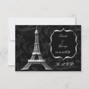 silver Eiffel tower french  rsvp standard 3.5 x 5 Card