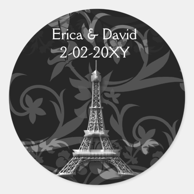 silver Eiffel Tower French wedding Seals (Front)