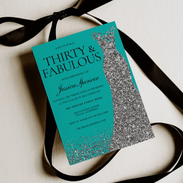Silver Elegance 30 & Fabulous! 30th Birthday Invitation (Creator Uploaded)