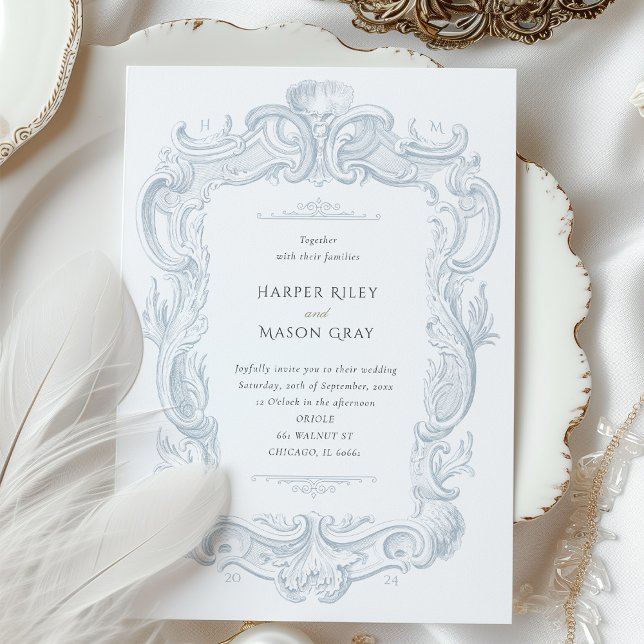Silver Elegance Baroque Wedding Invitation (Creator Uploaded)