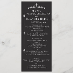 Silver Elegance Collection Wedding Menu Card