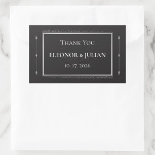 Silver Elegance Collection Wedding Rectangle Stick Rectangular Sticker