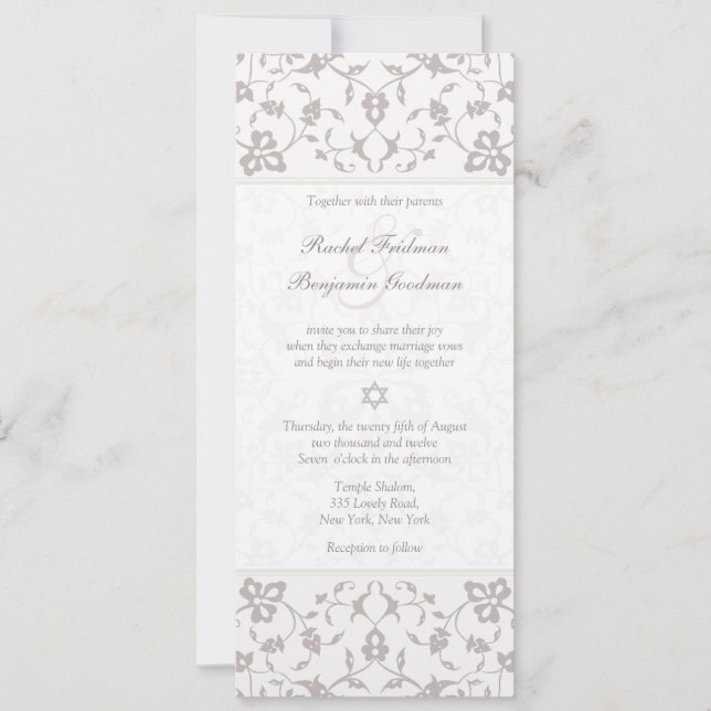 Silver Elegance - Jewish Wedding Invitation (Front)