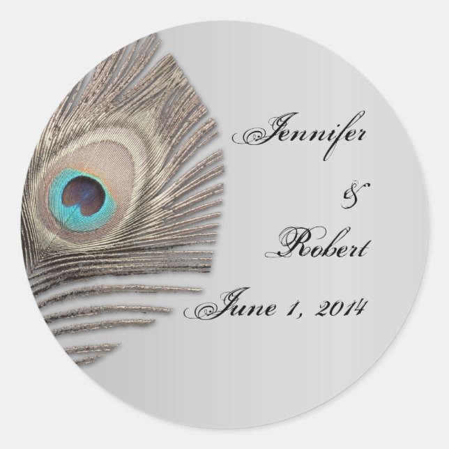 Silver Elegance Peacock Envelope Seal (Front)