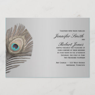 Silver Elegance Peacock Wedding Invitation