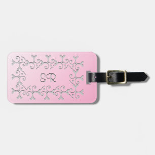Silver Elegance Pink Personalised Luggage Tag