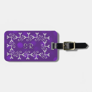 Silver Elegance Purple Sparkle Personalised Luggage Tag