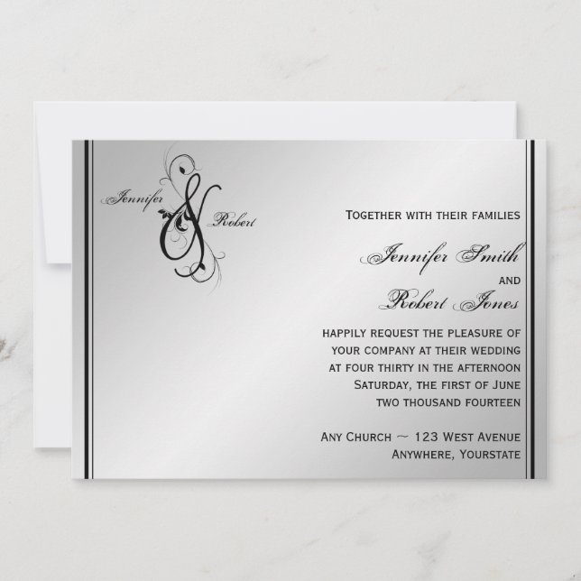 Silver Elegance Wedding Invitation (Front)