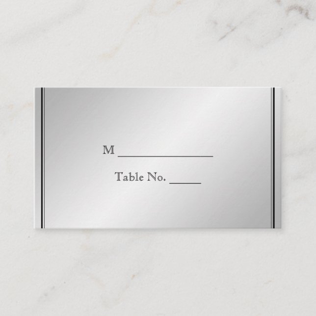 Silver Elegance Wedding Place Cards (Front)