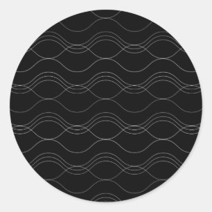 Silver, elegant, cool, modern, simple wavy pattern classic round sticker