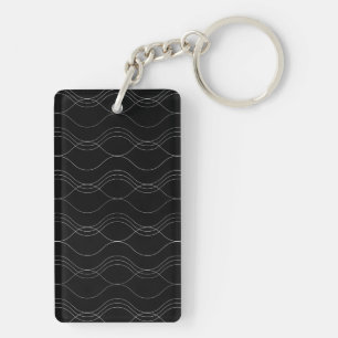 Silver, elegant, cool, modern, simple wavy pattern key ring