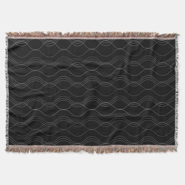 Silver, elegant, cool, modern, simple wavy pattern throw blanket (Front)