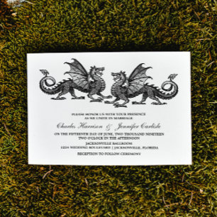 Silver Elegant Dragon Wedding Invite