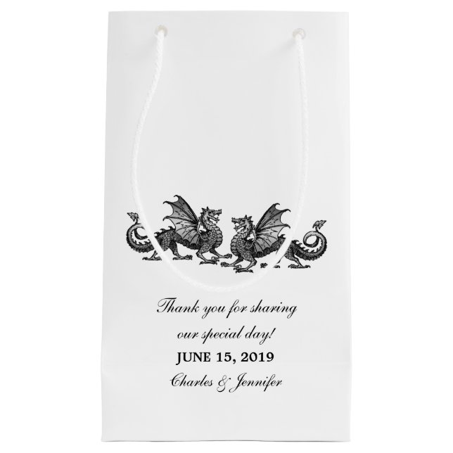 Silver Elegant Dragons Wedding Gift Bag (Front)