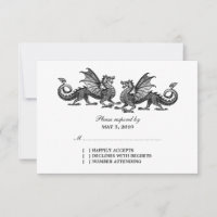 Silver Elegant Dragons Wedding Response Card
