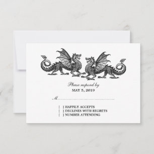 Silver Elegant Dragons Wedding Response Card