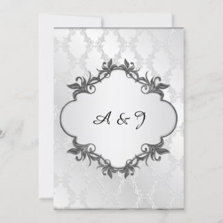 Silver elegant frame wedding invitation