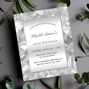 Silver elegant modern budget birthday invitation flyer