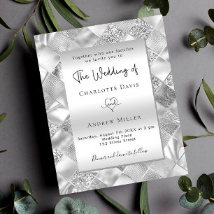 Silver elegant modern budget wedding invitation flyer