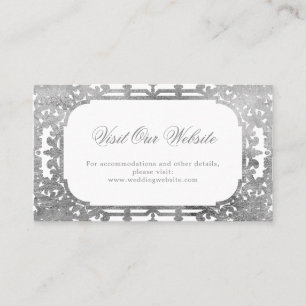 Silver elegant ornate vintage visit website  place card