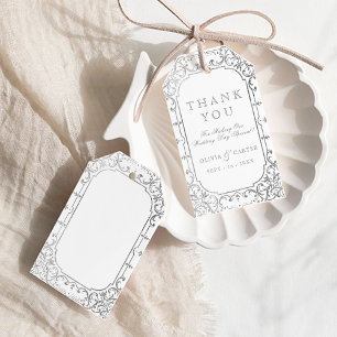Silver elegant ornate vintage wedding thank you gift tags