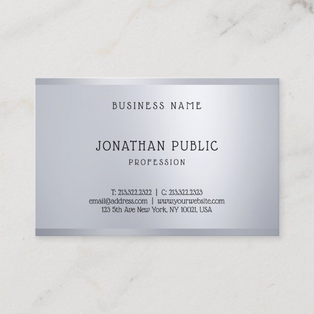 Silver Elegant Simple Modern Template Professional Business Card (Front)