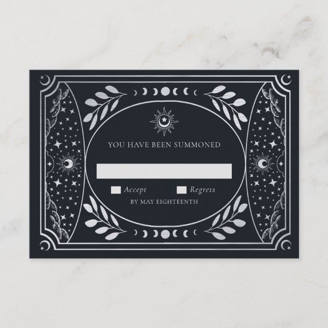   Silver Elegant Tarot Card Wedding RSVP  (Front)