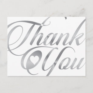 Silver elegant thank you script postcard