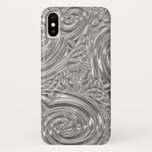 Silver elegant victorian art nouveau grey abstract Case-Mate iPhone case
