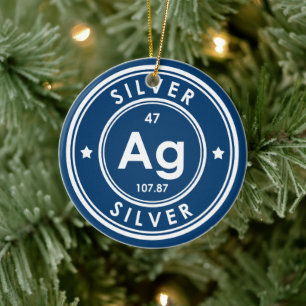 Silver Element Blue Ceramic Ornament