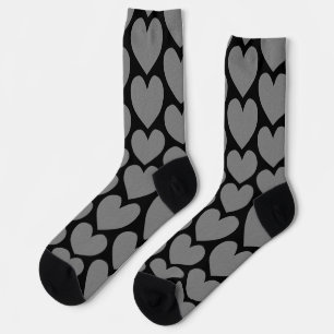 Silver Embossed Style Heart Love Socks